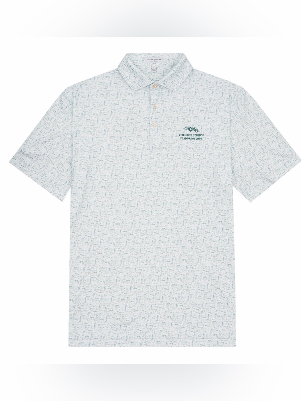 Peter Millar St. Andrews Links Road Hole Polo Light Blue Micro-Print Large